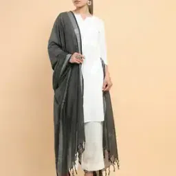 Khadi Cotton Dupatta with Tassels-picture-1