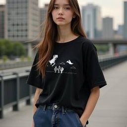 togs & terre Women Graphic Print Oversized Fit Crew-Neck T-Shirt-picture-45