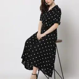Polka-Dot Print A-Line Maxi Dress-picture-12