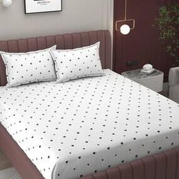 220 TC Cotton Bed Bedsheet with 2 Pillow Covers-image-37