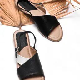 Women Colourblock Sling-Back Flat Sandals-picture-0