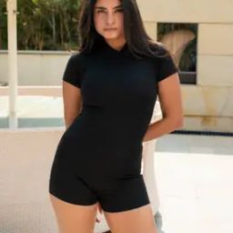 Short-Sleeves Bodysuit with Spread Collar-image-54