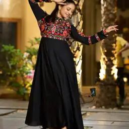 Women Embroidered Flared Kurti-image-58