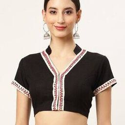 Women Hand-Embroidered Front-Open Cotton Blouse-picture-36