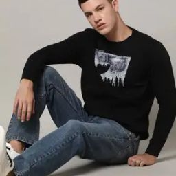 Men Graphic Print Slim Fit Crew-Neck Sweatshirt-image-17