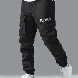 Men Typographic Print Joggers with Cargo Pockets-image-72