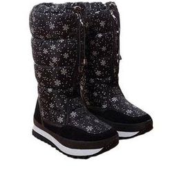 Black & Silver Snowflake Women Winter Snow Boots-picture-23