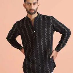kisah Men Embroidered Regular Fit Short Kurta-picture-10
