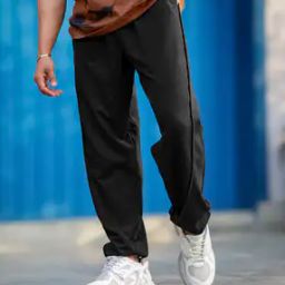 Men Straight Track Pants with Elasticated Waist-12