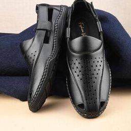 Men Lazer-Cut Sandals with Velcro Closure-picture-48