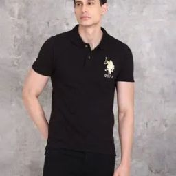 Regular Fit Metallic Logo Print Polo T-Shirt-image-38