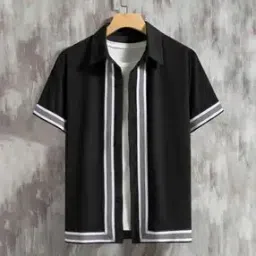 Men Striped T-Shirt with Short Sleeves-image-9