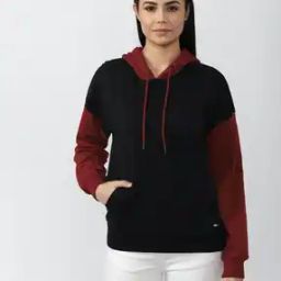 Colourblock Hoodie with Ribbed Hems-image-30