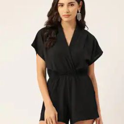 Women Wrap Playsuit with Cap Sleeves -image-47