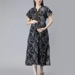 nightspree Leaf Print Fit & Flare Dress-picture-21