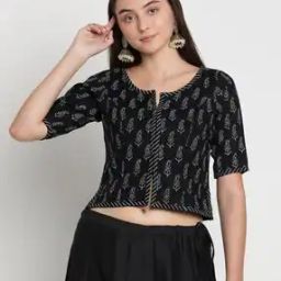 Women Paisley Print Front-Open Blouse-5
