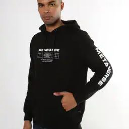Typographic Print Hoodie with Kangaroo Pocket-image-40