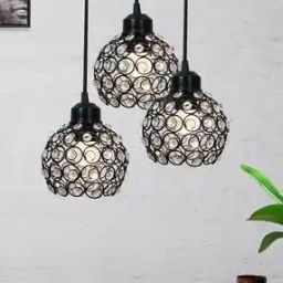Set of 3 Crystal Hanging Light with Metal Base-8