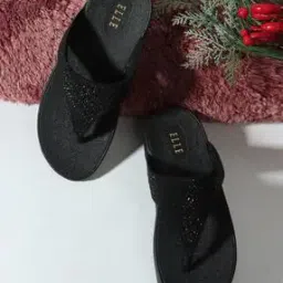 Women Embellished Thong-Strap Wedges-image-5