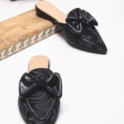 Women Pointed-Toe Slip-On Mules with Bow Accent-image-60