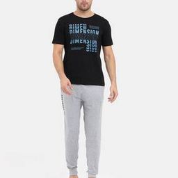 Typographic Print Cotton Lounge Set-image-99