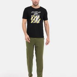 Typographic Print Cotton Lounge Set-image-58