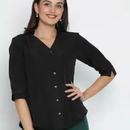 Women Regular Fit Shirt with Spread Collar-image-83