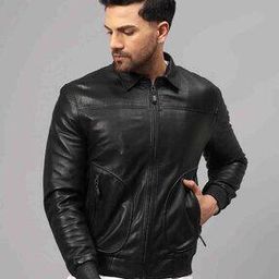 Leather Regular Fit Zip-Front Biker Jacket-picture-17
