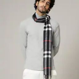 Men Checked Scarf with Tassels-image-99