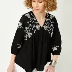 max Women Regular Fit Embroidered Top-picture-15