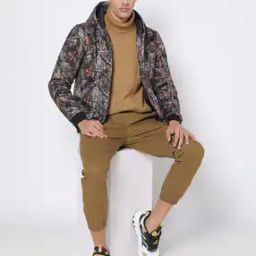 Leaf Print Zip-Front Hoodie-image-31
