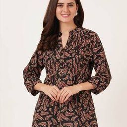 Leaf Print Tunic with Full Sleeves-18