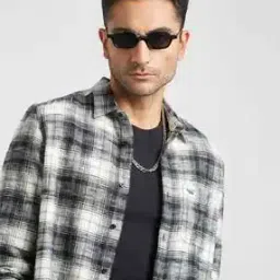 Men Checked Slim Fit Shirt with Patch Pocket-image-74