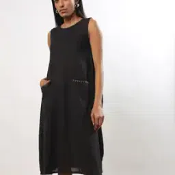 Women Shift Dress with Patch Pockets-27