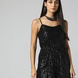 Women Sequin Embellished Playsuit with Insert Pockets-picture-34