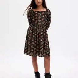 Girls Floral Print Fit & Flare Dress-image-30
