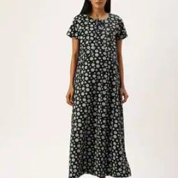 Women Polka-Dot Nightie with Short Sleeves-image-75