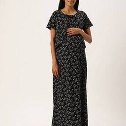 Women Printed Nightie with Short Sleeves-image-64