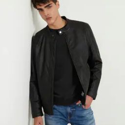 Regular Fit Zip-Front Biker Jacket-picture-31