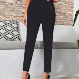 Women Relaxed Fit Trousers with Elasticated Waist-image-96