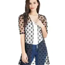 Polka-Dot Print Front-Open Shrug-24