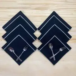 Pack of 6 Table Napkins with Scalloped Border Detail-image-0