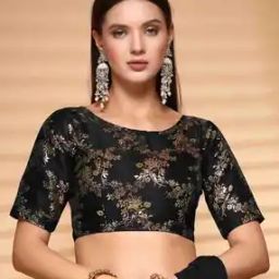 Women Floral Zari Woven Back-Open Blouse-image-62