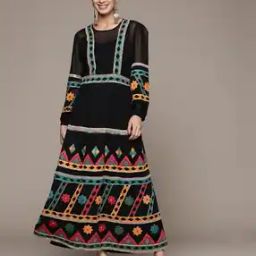 Embroidered Fit & Flare Dress-image-29