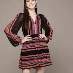Geometric Print A-Line Dress-image-65