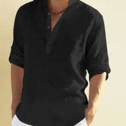 Men Regular Fit Short Kurta with Roll-Up Sleeves-image-7