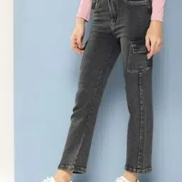 Girls Wide Jeans with Insert Pockets-image-79