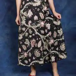 Women Floral Print Flared Skirt-picture-53