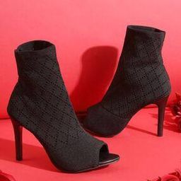 Women Knitted Peep-Toe Stilettos-image-1