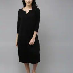 Women Round-Neck Nightshirt with Notch Neckline-image-41